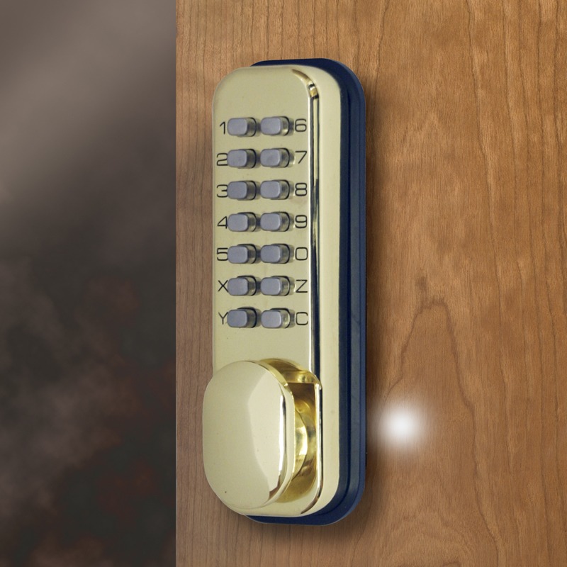 CQR SBL310/B Push Button Lock | Traditional Code | Knob | Brass Plated | 3 - 7 Digits | Hold Back (LEAD TIME: 2-3 DAYS)