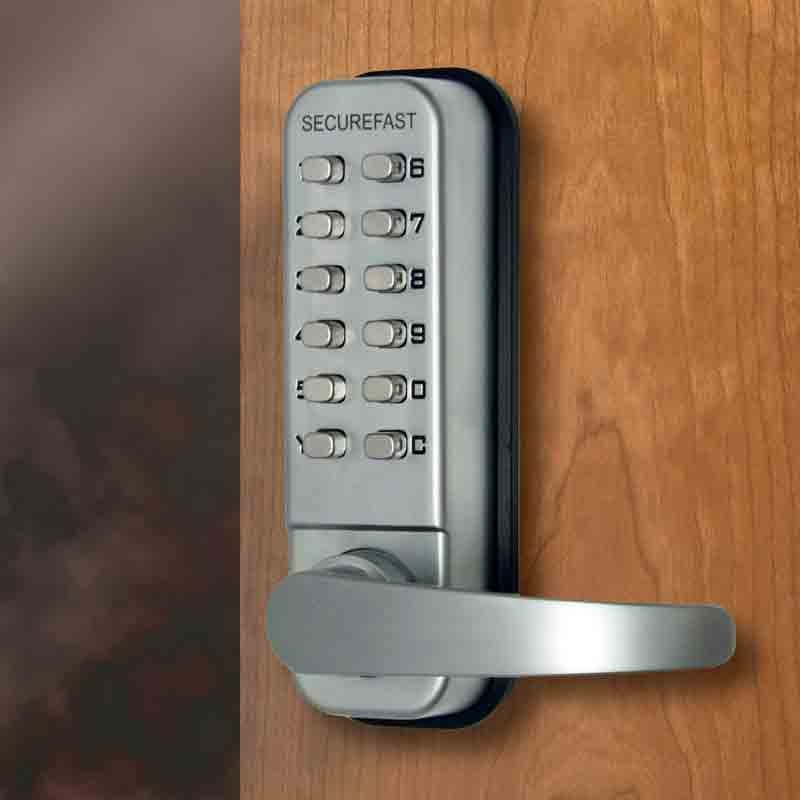 CQR SBL330/SL Push Button Lock | Easy Code Plus | Lever | Satin Chrome | 1 - 11 Digits (LEAD TIME: 2-3 DAYS)