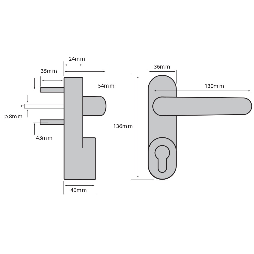 CQR SED-AD-K-C Outside Access Device complete with Knob & Euro cylinder (LEAD TIME: 2-3 DAYS)