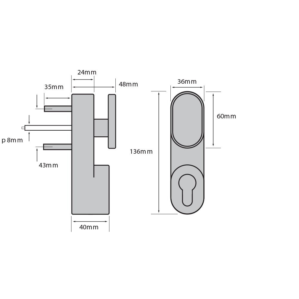 CQR SED-AD-L-C Outside Access Device complete with lever handle & Euro cylinder (LEAD TIME: 2-3 DAYS)