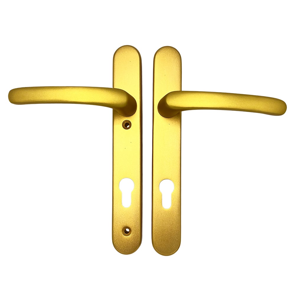 TSS Lever Lever UPVC Multipoint Door Handles - 92mm PZ Sprung 122mm Screw Centres - Long Backplate