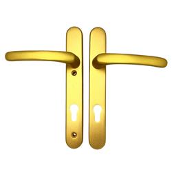 TSS Lever Lever UPVC Multipoint Door Handles - 92mm PZ Sprung 122mm Screw Centres - Long Backplate