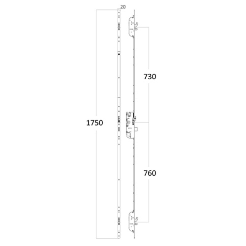 Maco C-TS Latch & Deadbolt 2 Hooks 2 Anti Lift Bolts Split Spindle Multipoint Door Lock