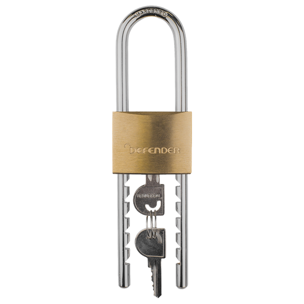 DEFENDER Adjustable Long Shackle Brass Padlock DFBP5/ADJ/LS