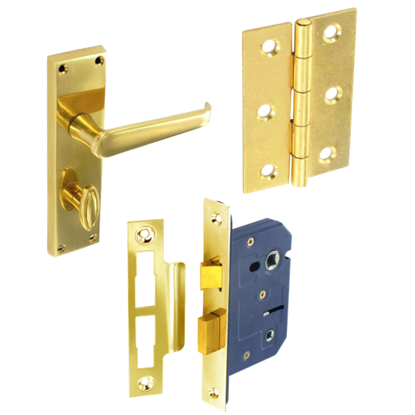 ASEC Victorian Staright Handle Bathroom Pack With Lock & Hinges